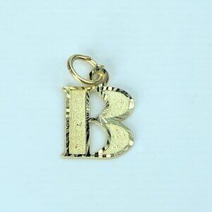 10K Yellow Gold Fancy Alphabet B Initial Charm Pendant 14 x 11mm JR877